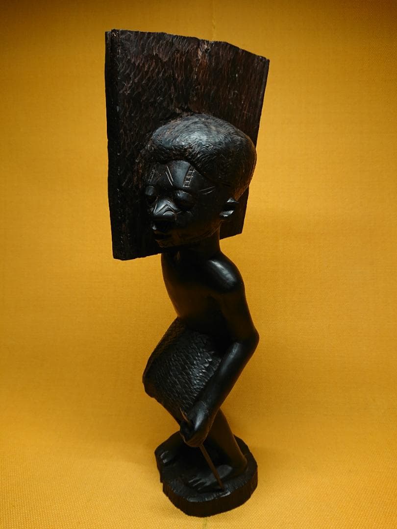 ビンテージ　人形　木彫　黒檀　置物　インテリア　工芸品　美術品　A2587