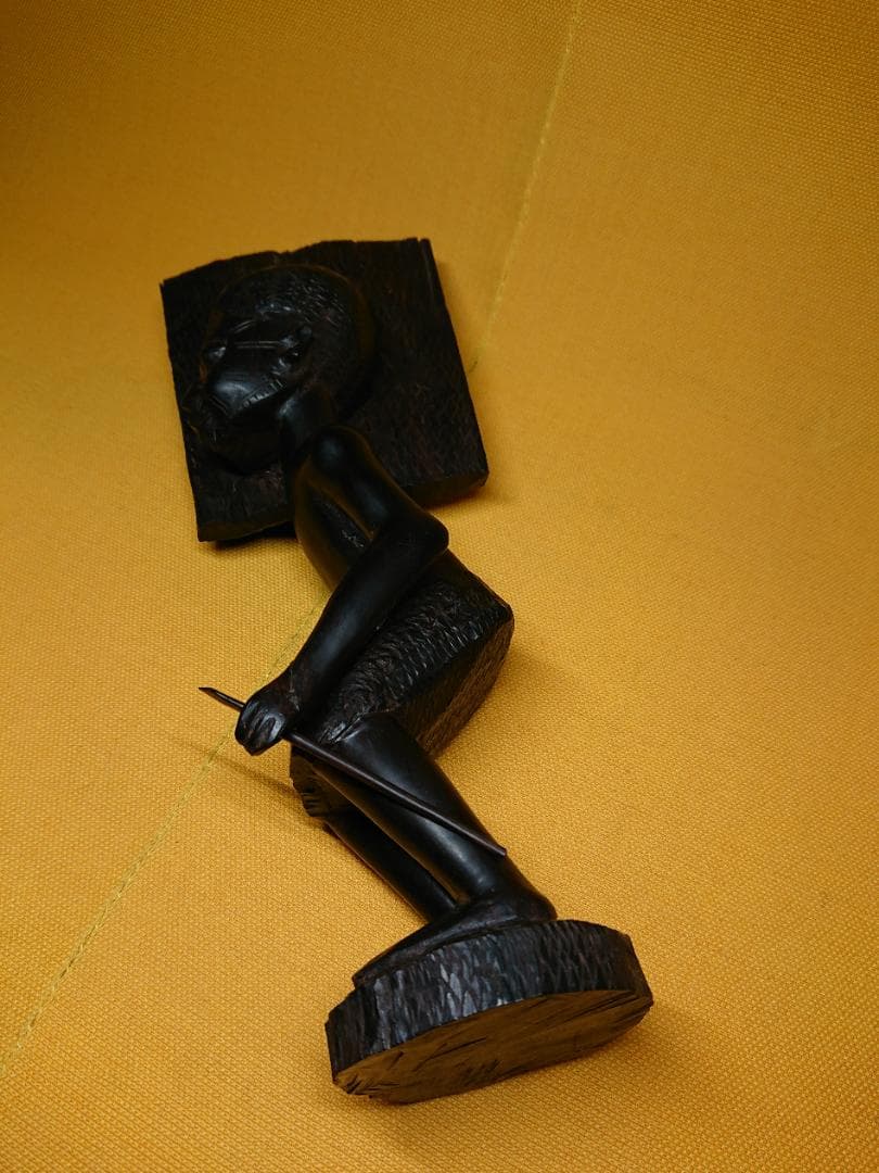 ビンテージ　人形　木彫　黒檀　置物　インテリア　工芸品　美術品　A2587