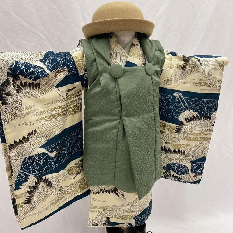509ab12着物のみ◎七五三 三歳 男の子 セミアンティーク着物&被布 レトロ