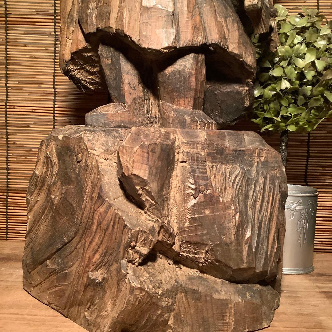 江戸期・密教護法善神「憤怒・炎髪不動明王」不動信仰・神仏守護神・特大木彫