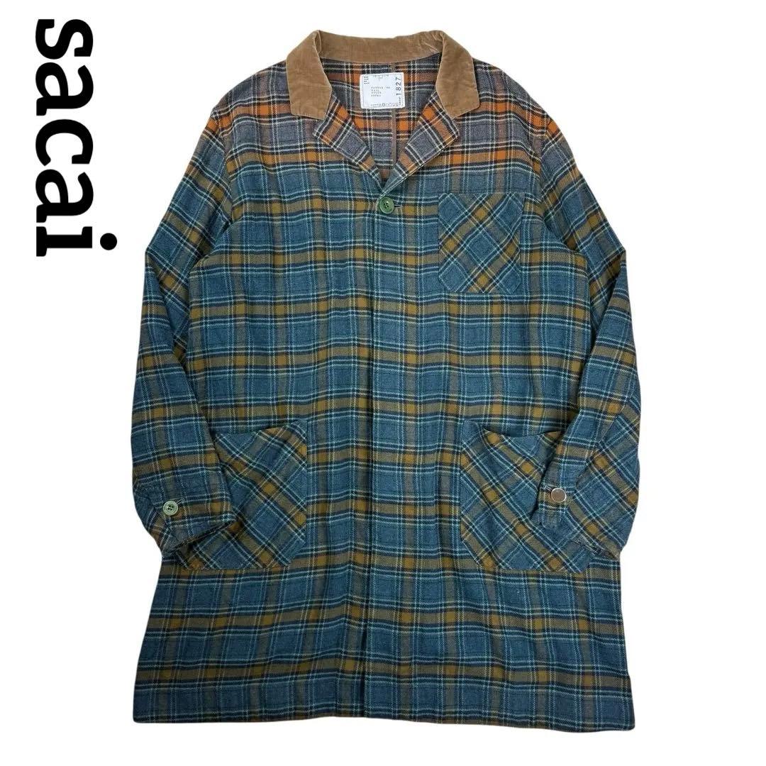 sacai サカイ グラデーションチェックシャツコート　フランネル