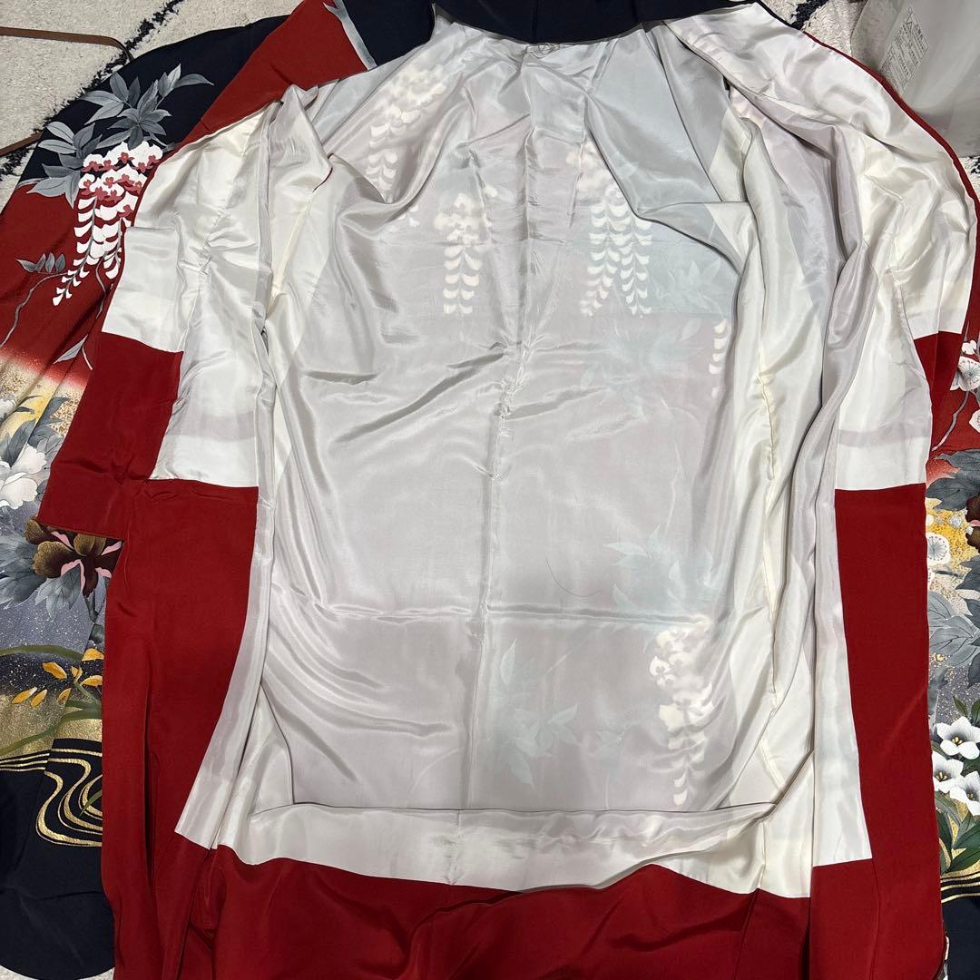 現在最安値　振袖 赤黒金牡丹【Lサイズ相当】古典