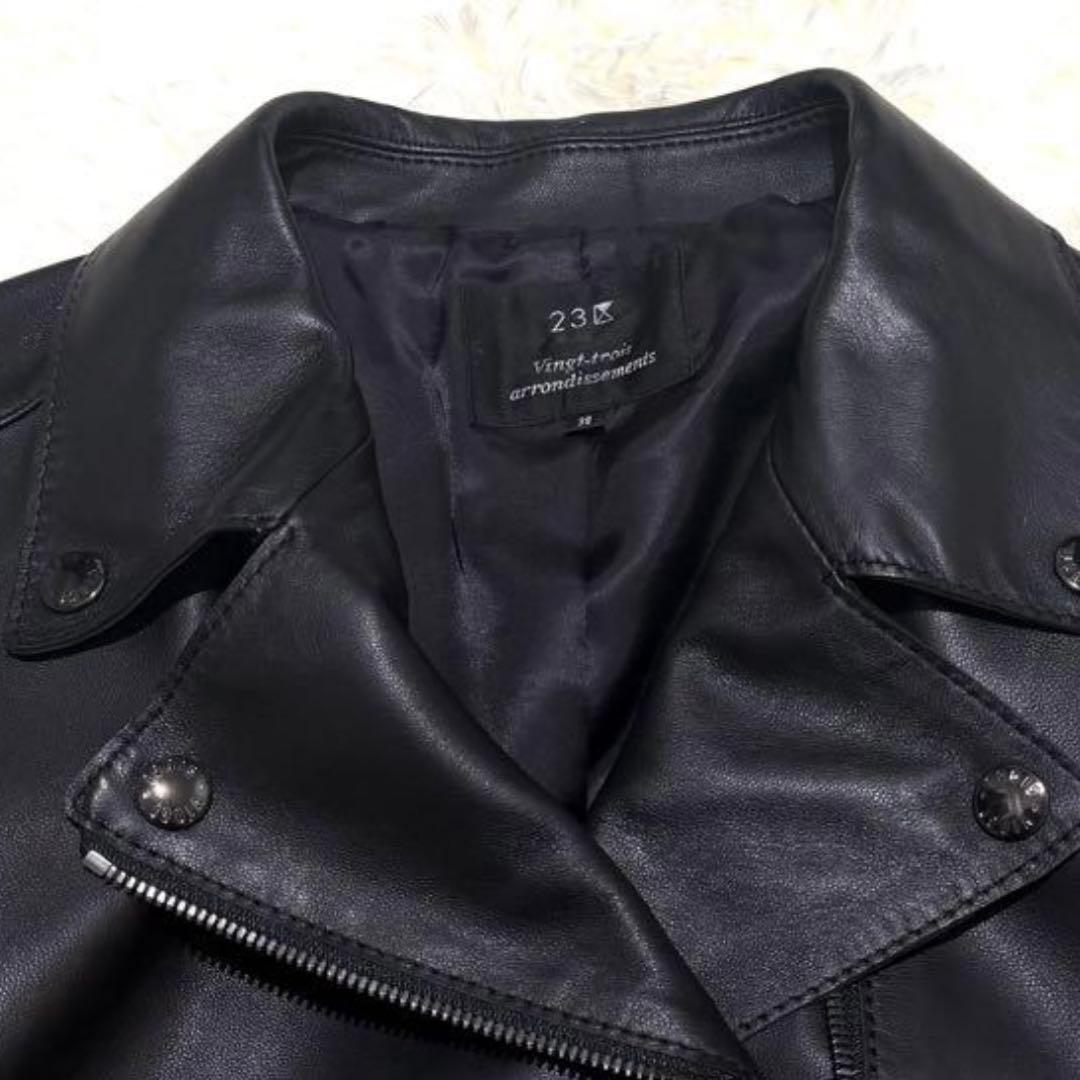 未使用級✨23区 ダブルライダース ラムレザー ブラック　ニジュウサンク　38