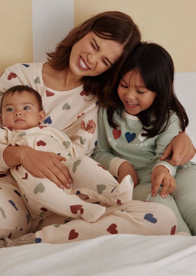 新品 未使用 プチバトー 訳アリ レディース S 長袖 パジャマ ハートミルキー