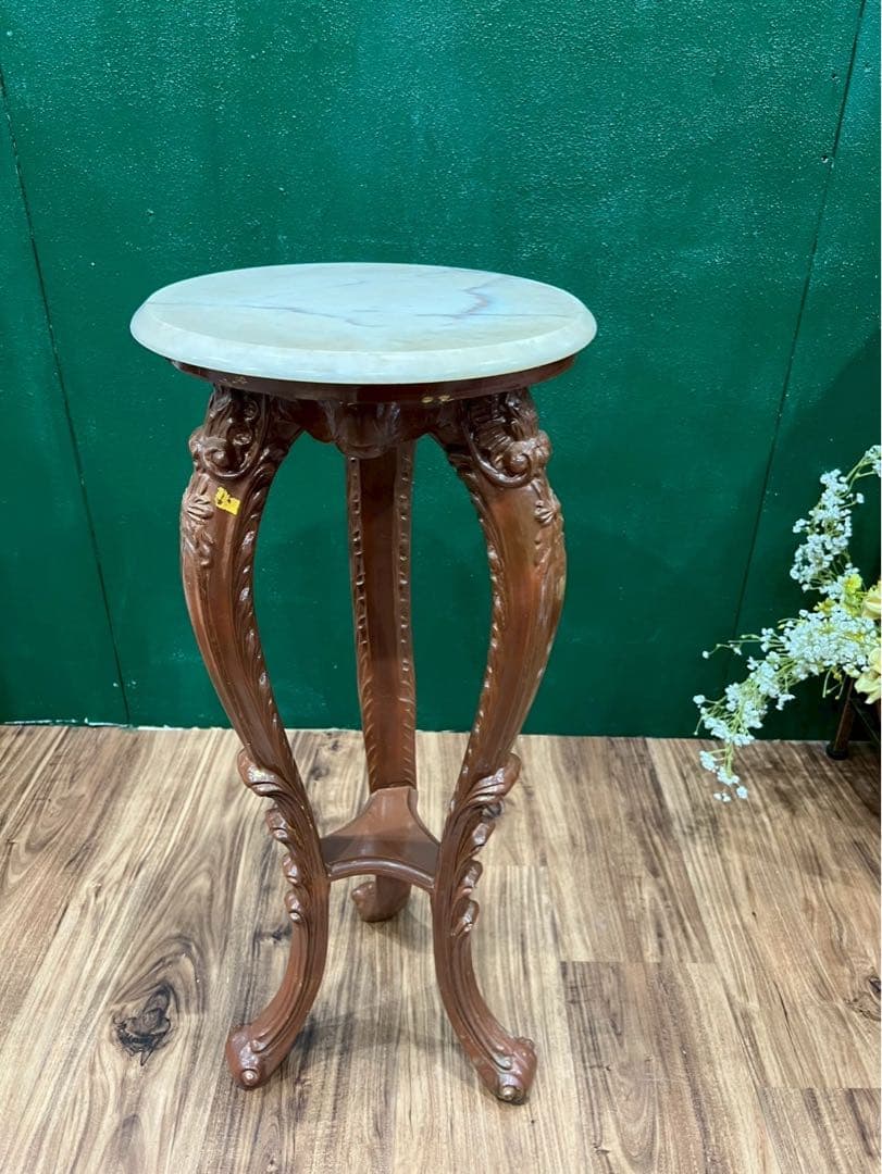 大理石 猫脚 花台 インテリア 当時物 昭和レトロ アンティーク サイドテーブ