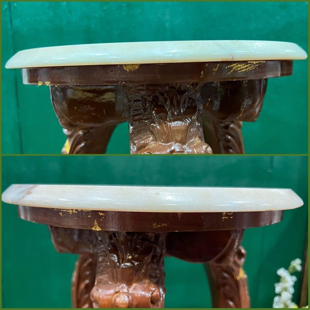 大理石 猫脚 花台 インテリア 当時物 昭和レトロ アンティーク サイドテーブ