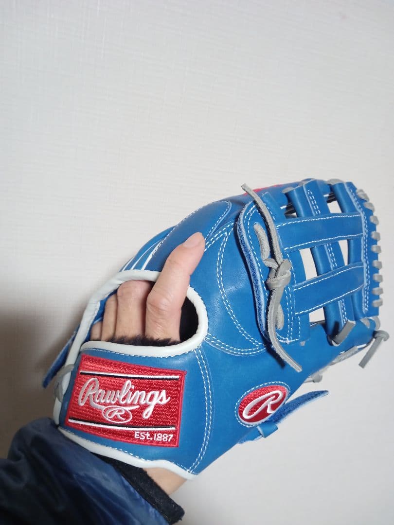 Rawlings 軟式グローブ 青 LAロゴ　大人用　内野用