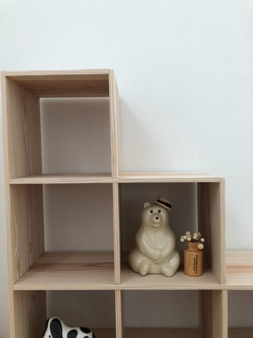 ★送料無料★サイズ変更可能★階段型格子型木製飾り棚②シェルフ無垢材 オーダー可能