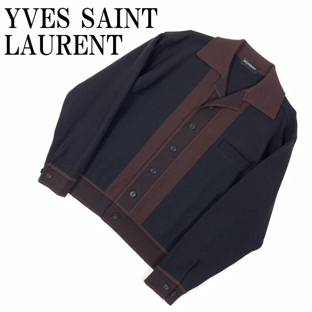 LA9027 イブサンローラン ニットカーディガン 茶色 ウール100％ M程度