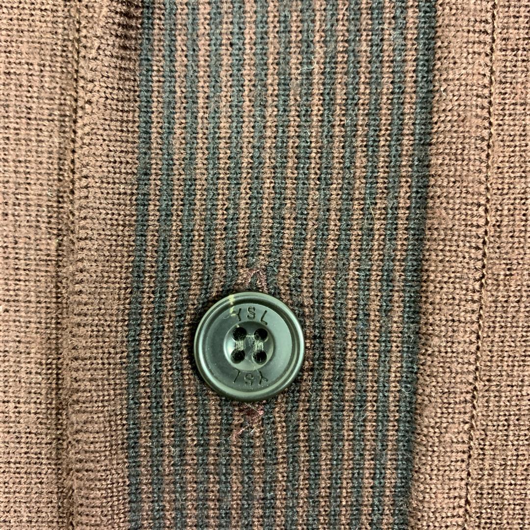 LA9027 イブサンローラン ニットカーディガン 茶色 ウール100％ M程度