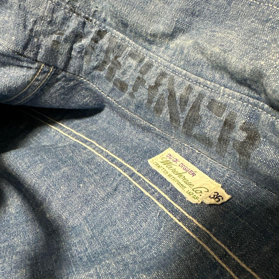 WAREHOUSEウエアハウス シャンブレー シャツ プリント ダックディガー