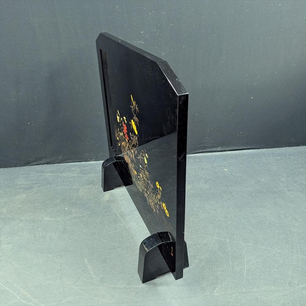 輪島塗　作家物　蒔絵　衝立　間仕切り　パーティション　つい立　和室　工芸品　在銘