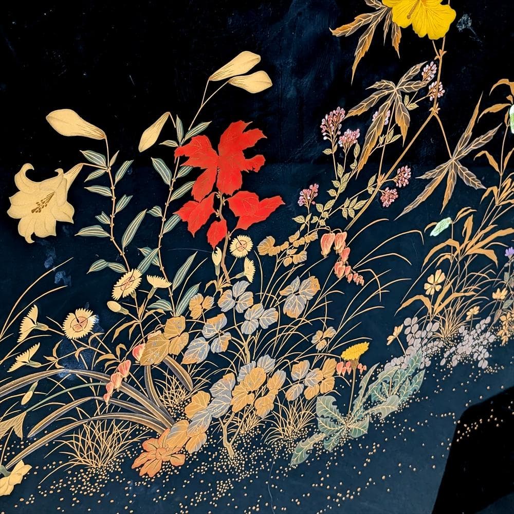 輪島塗　作家物　蒔絵　衝立　間仕切り　パーティション　つい立　和室　工芸品　在銘