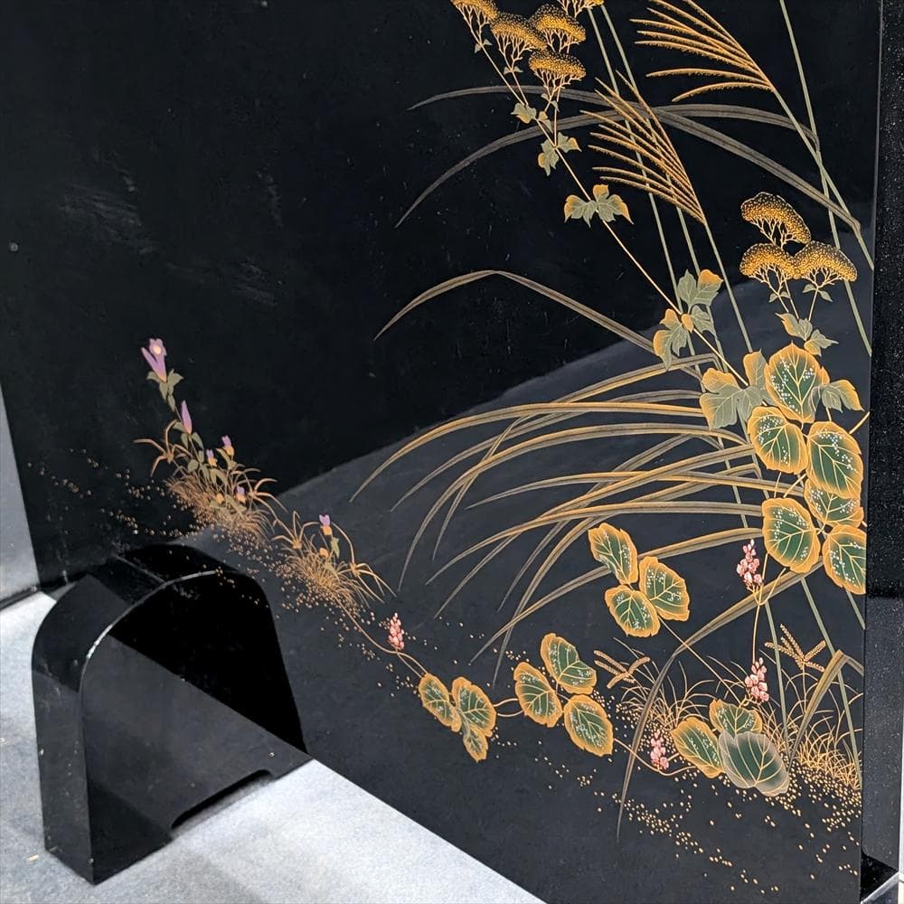 輪島塗　作家物　蒔絵　衝立　間仕切り　パーティション　つい立　和室　工芸品　在銘