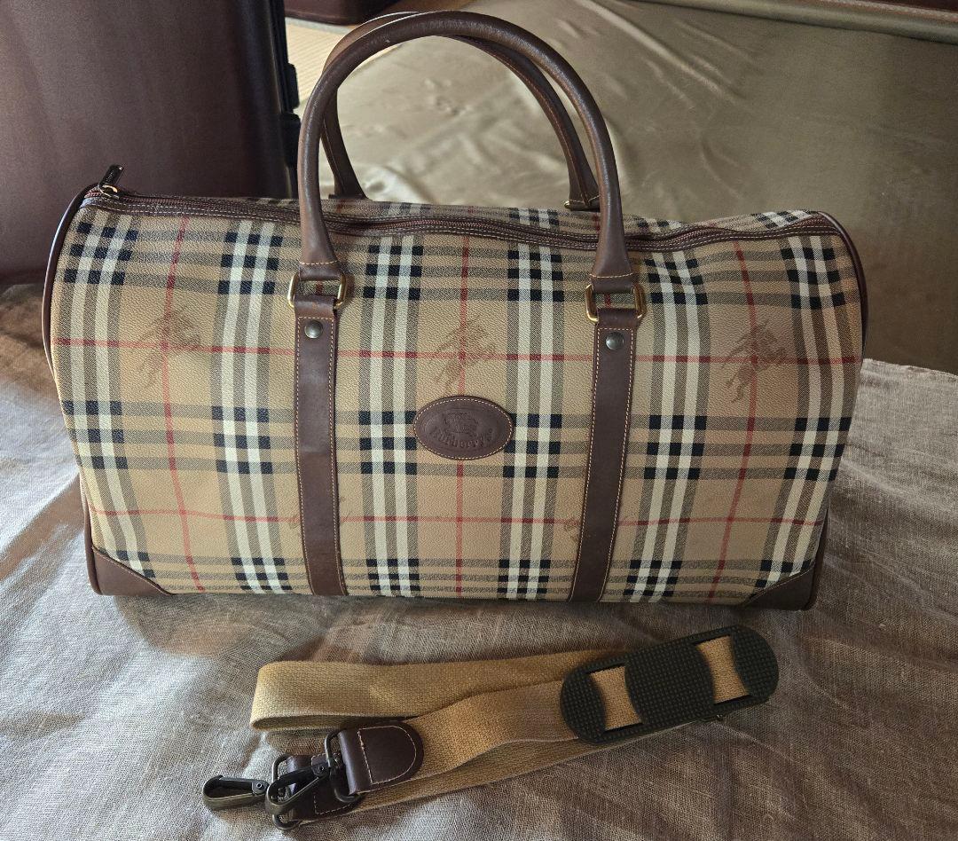 【大容量】バーバリー PVC レザー 2way ボストンバッグ ノバチェック