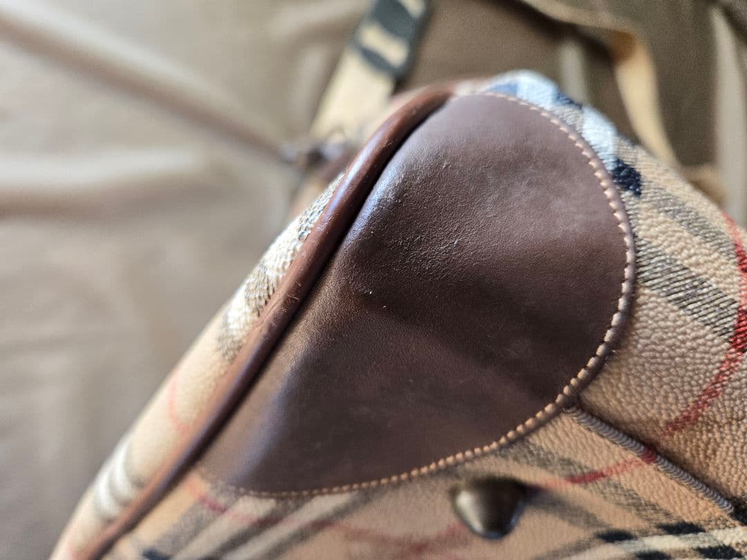 【大容量】バーバリー PVC レザー 2way ボストンバッグ ノバチェック