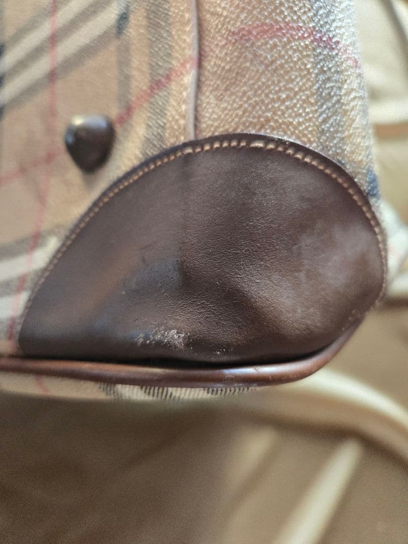 【大容量】バーバリー PVC レザー 2way ボストンバッグ ノバチェック