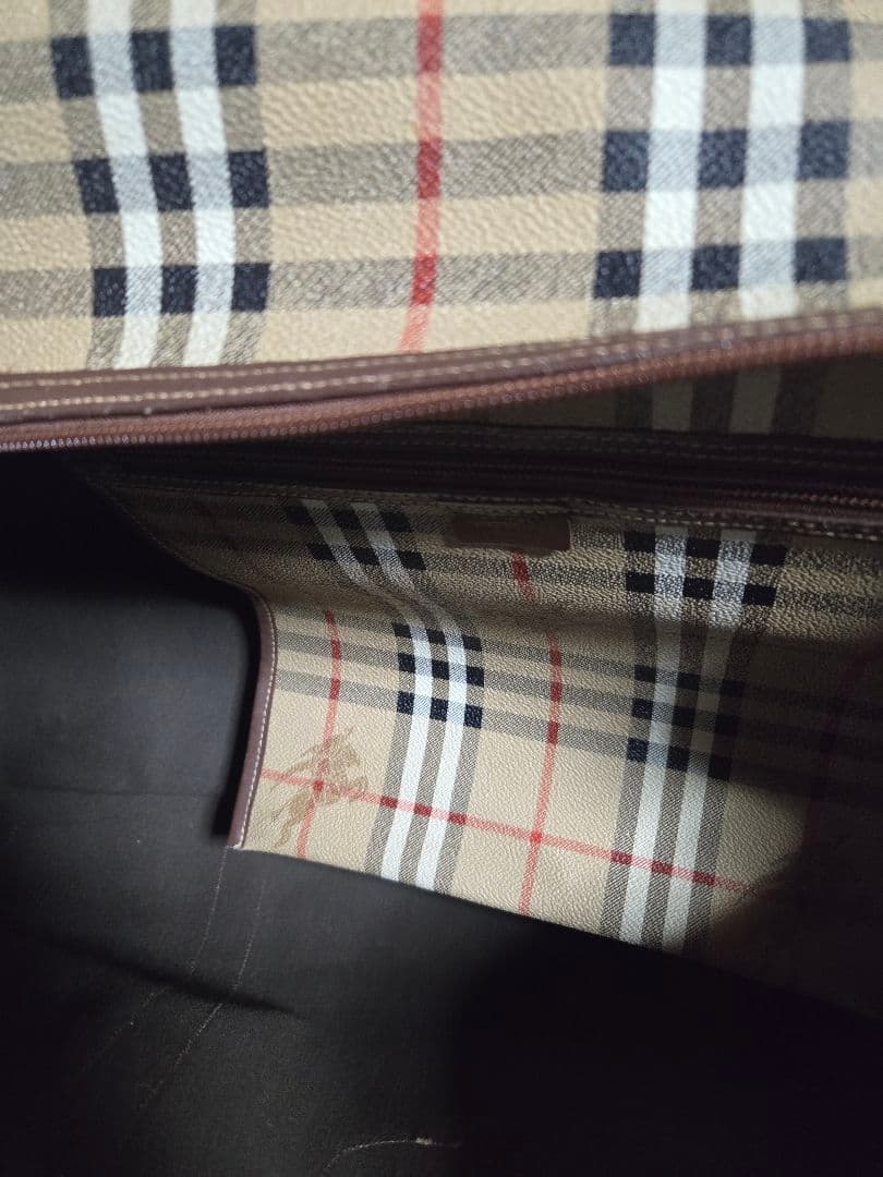 【大容量】バーバリー PVC レザー 2way ボストンバッグ ノバチェック