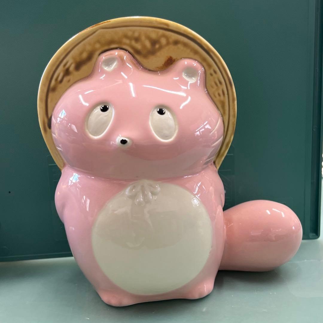 最終価格【ぼんやり子だぬき】手乗りサイズ ヒダカナオト　陶器　桜色