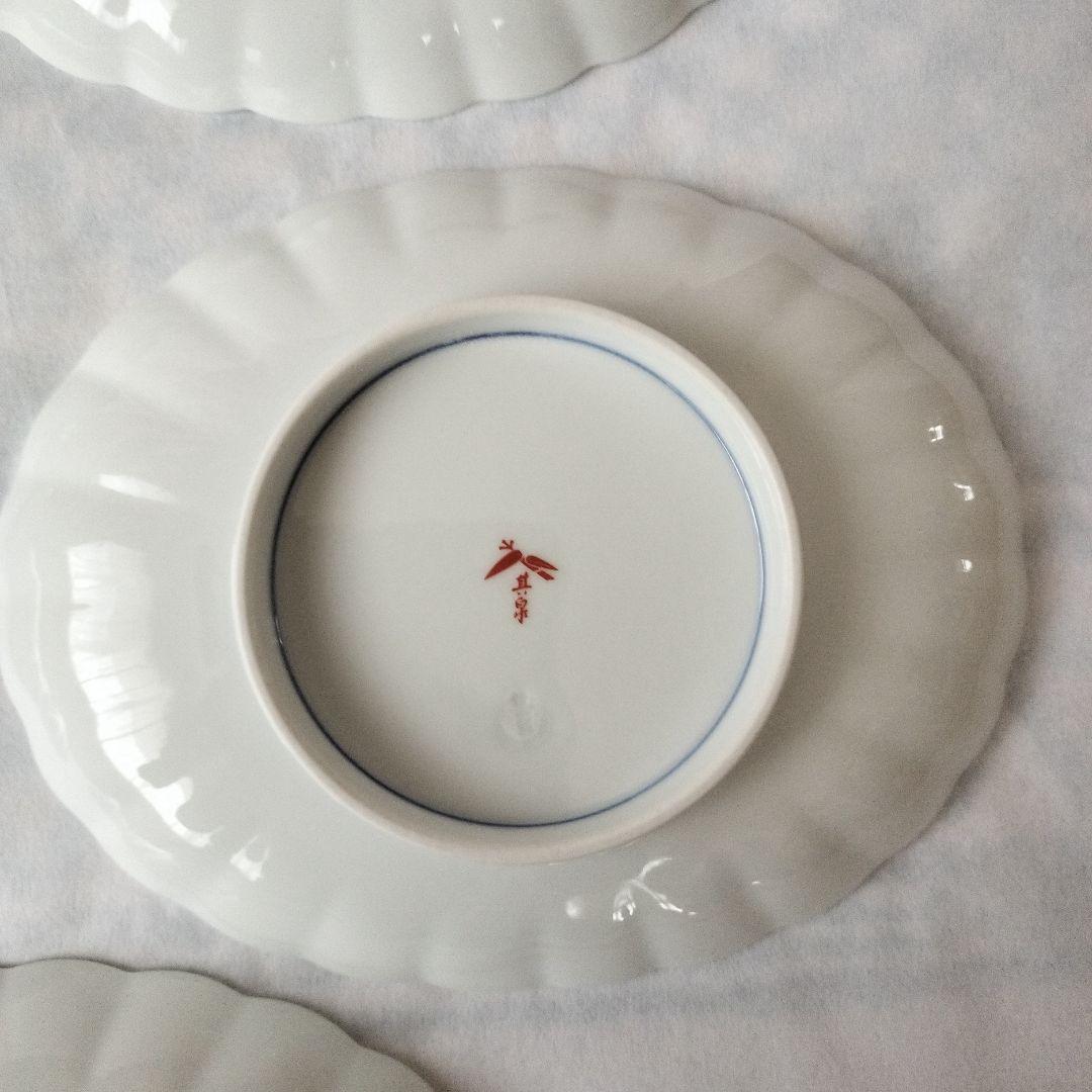 希少‼️其泉 菊割 鉢 古伊万里 染付 花形 楕円 皿 有田焼 5枚