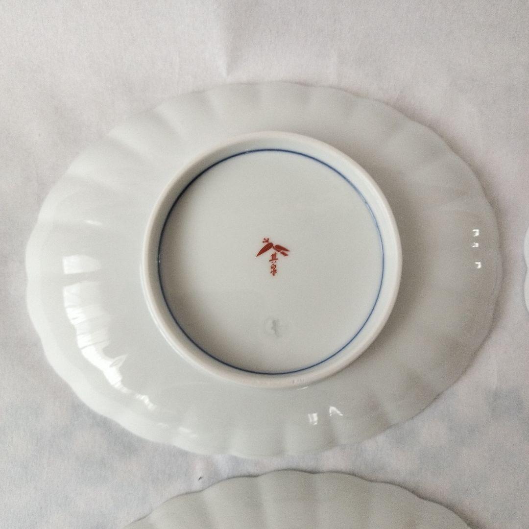 希少‼️其泉 菊割 鉢 古伊万里 染付 花形 楕円 皿 有田焼 5枚