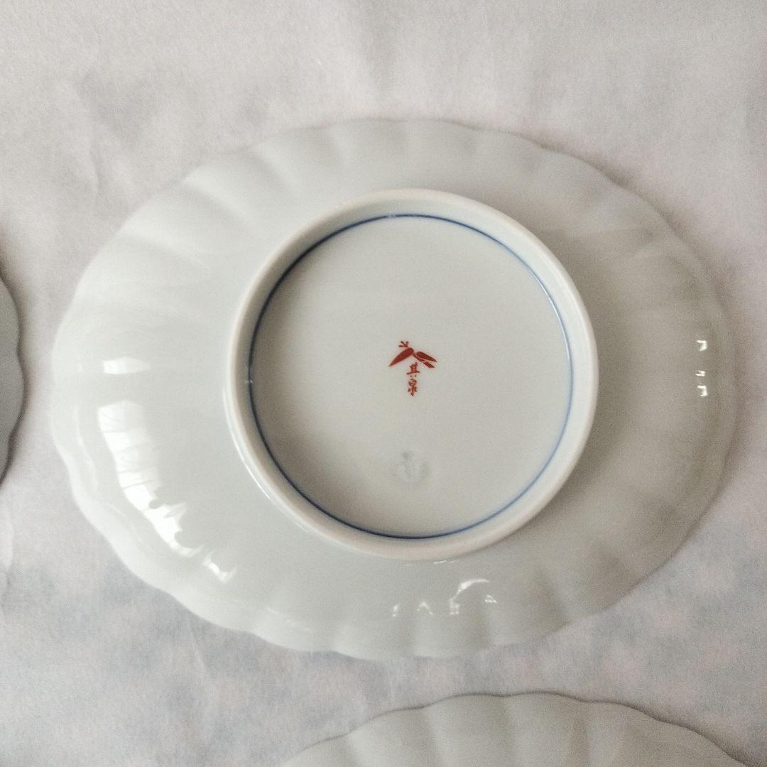 希少‼️其泉 菊割 鉢 古伊万里 染付 花形 楕円 皿 有田焼 5枚