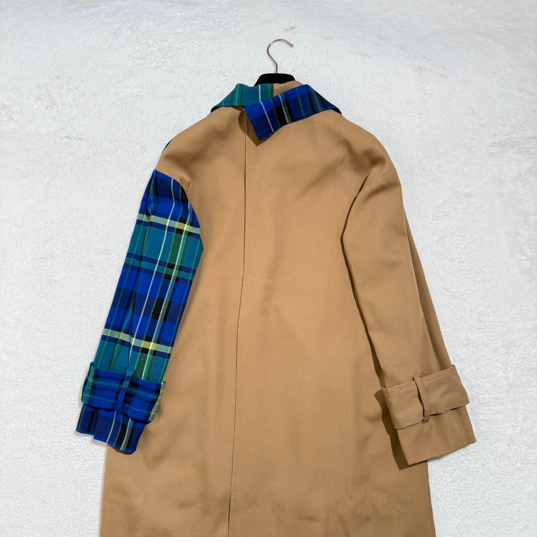 未使用級　アンスリード パターンドッキングコート チェック ベージュ
