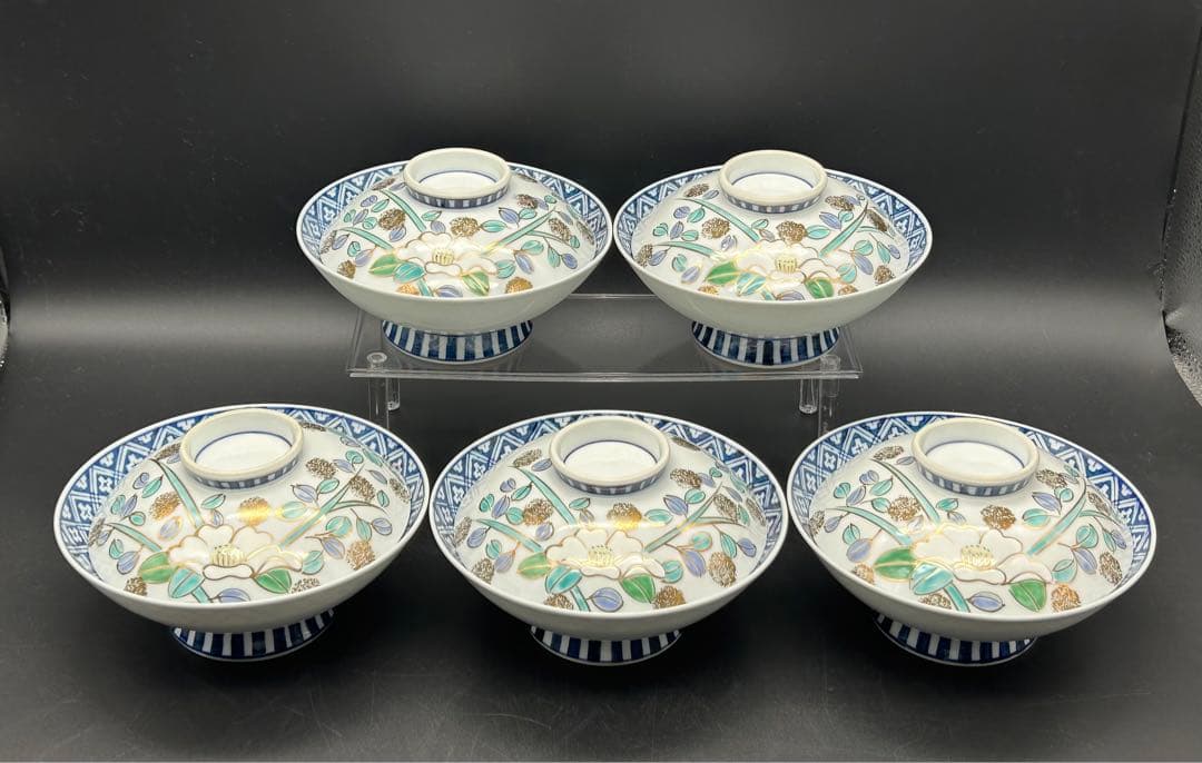 陶器　清水焼　煮物鉢　5個　鉢　蓋物　金彩　京峰