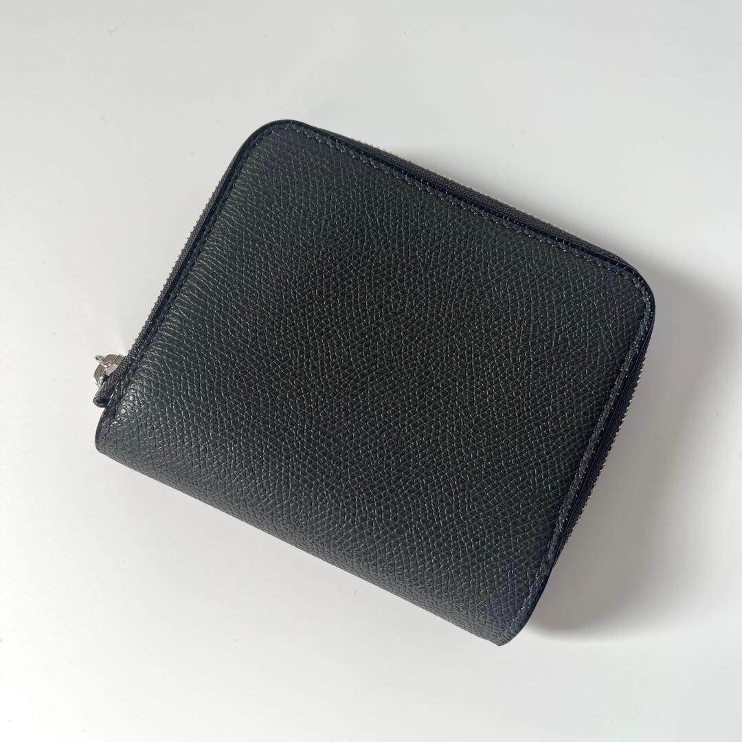 ヴァレクストラ　二つ折り財布　ラウンドジップ　レザー　ダークグレー　ユニセックス
