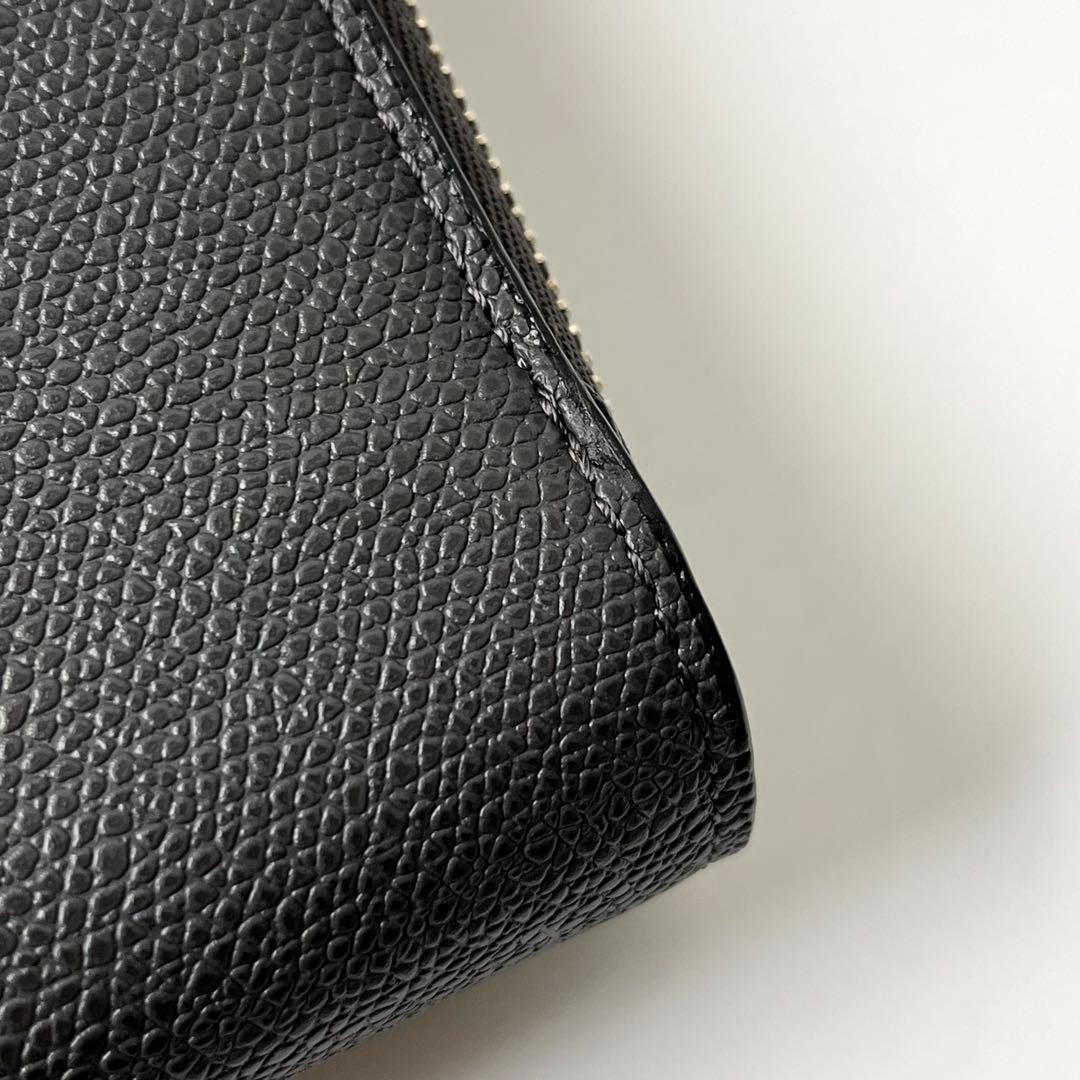 ヴァレクストラ　二つ折り財布　ラウンドジップ　レザー　ダークグレー　ユニセックス