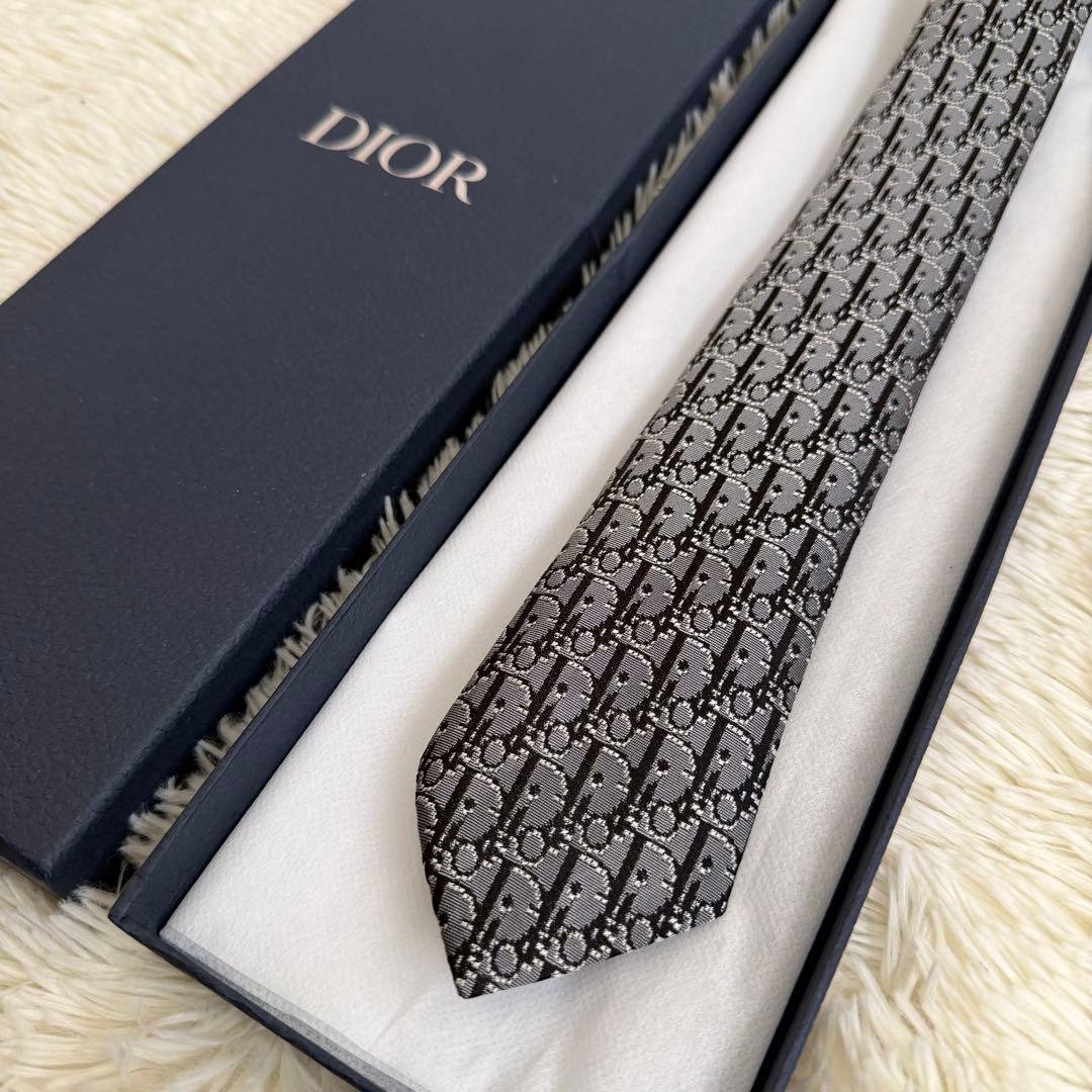 未使用 DIOR ネクタイ オブリーク ピクセル シルクジャガード