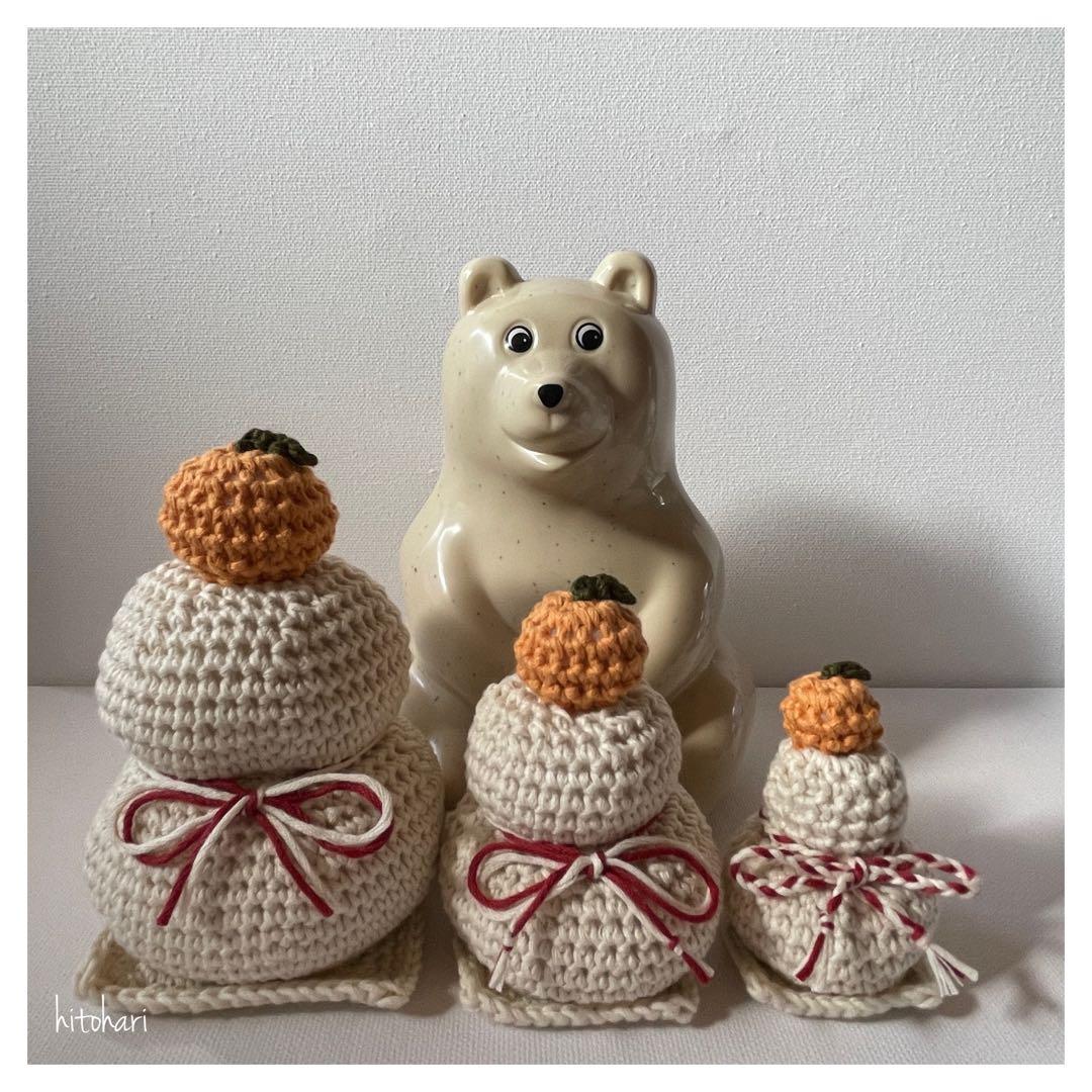 しろくま貯金箱 お正月 鏡もち サイズ比較