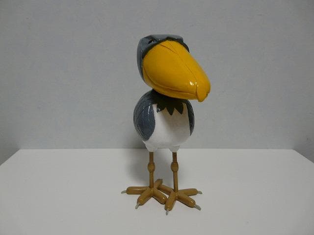 木彫り　置物　ハシビロコウ親子