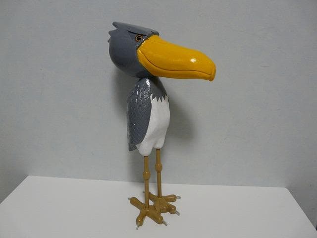 木彫り　置物　ハシビロコウ親子