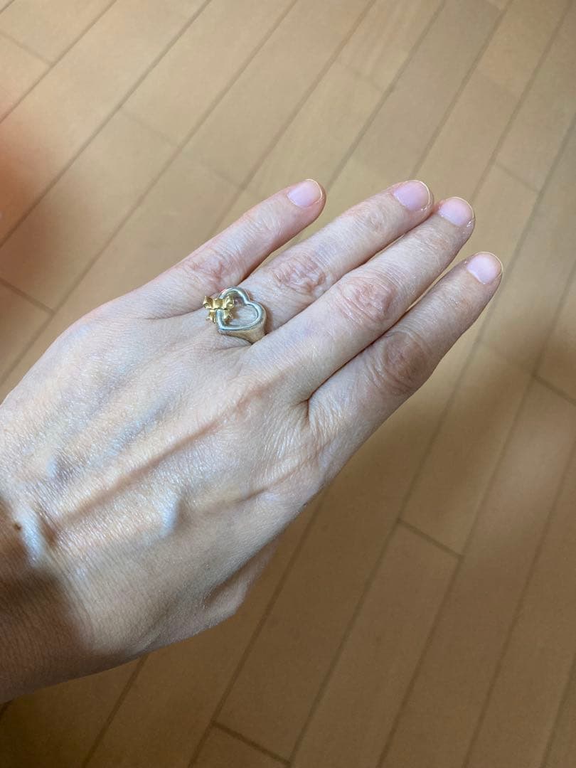 オールドティファニー ハートリボン コンビ シルバー925 ゴールド750