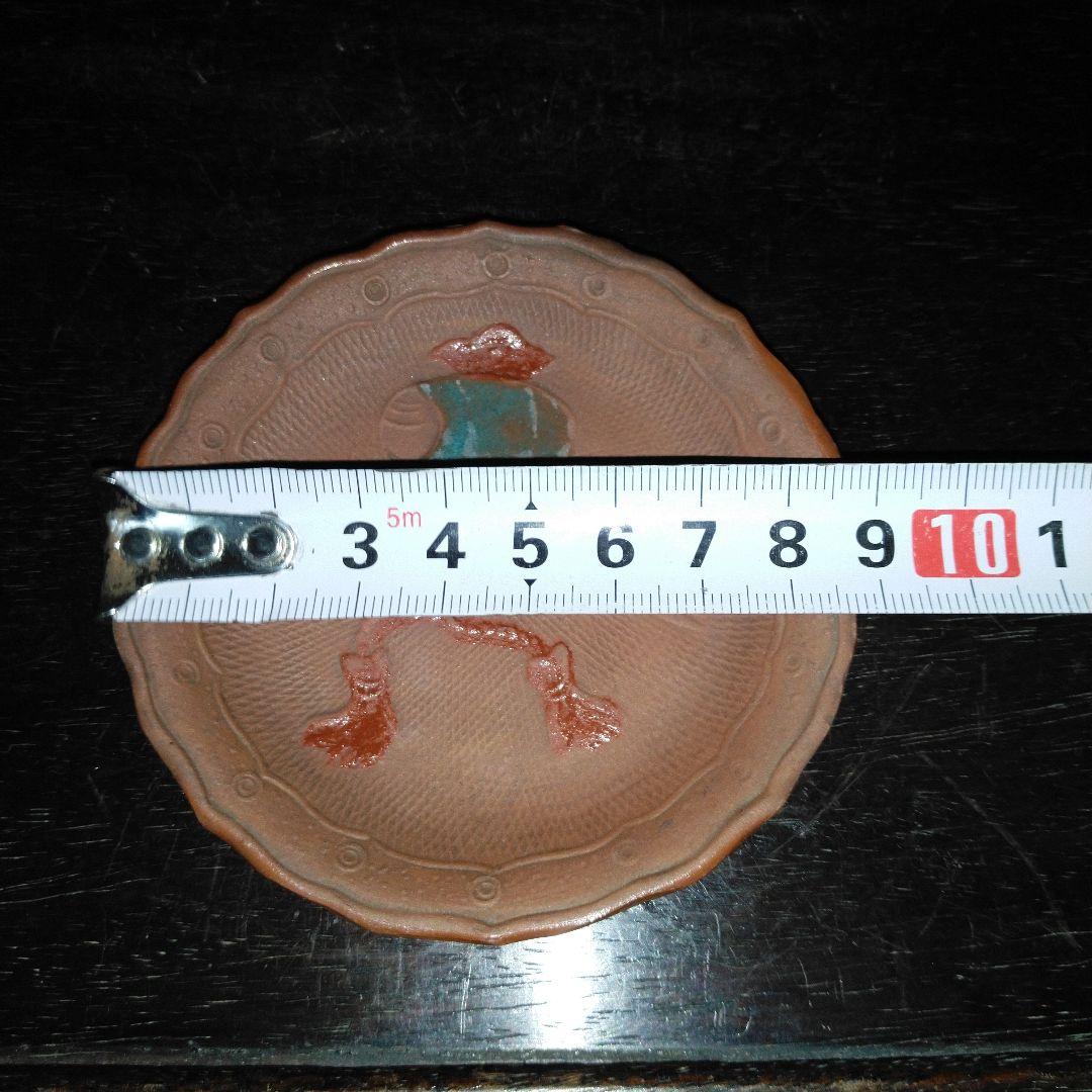 NO639 備前焼　煎餅皿　絵備前　古備前　宝尽くし文様　幕末～明治　5枚組