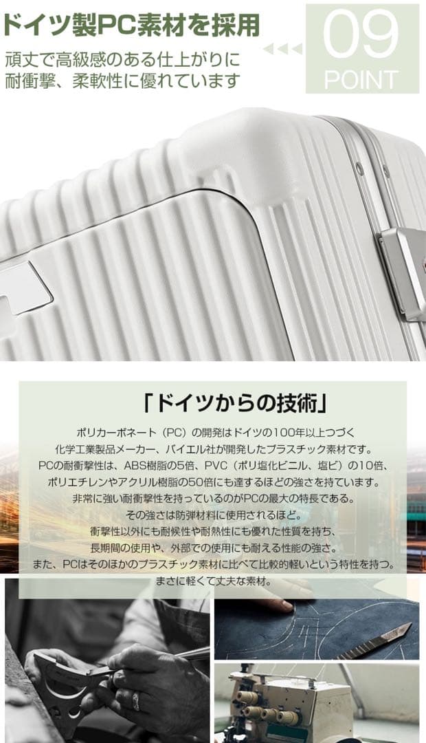 キャリーケース 白 Sサイズ