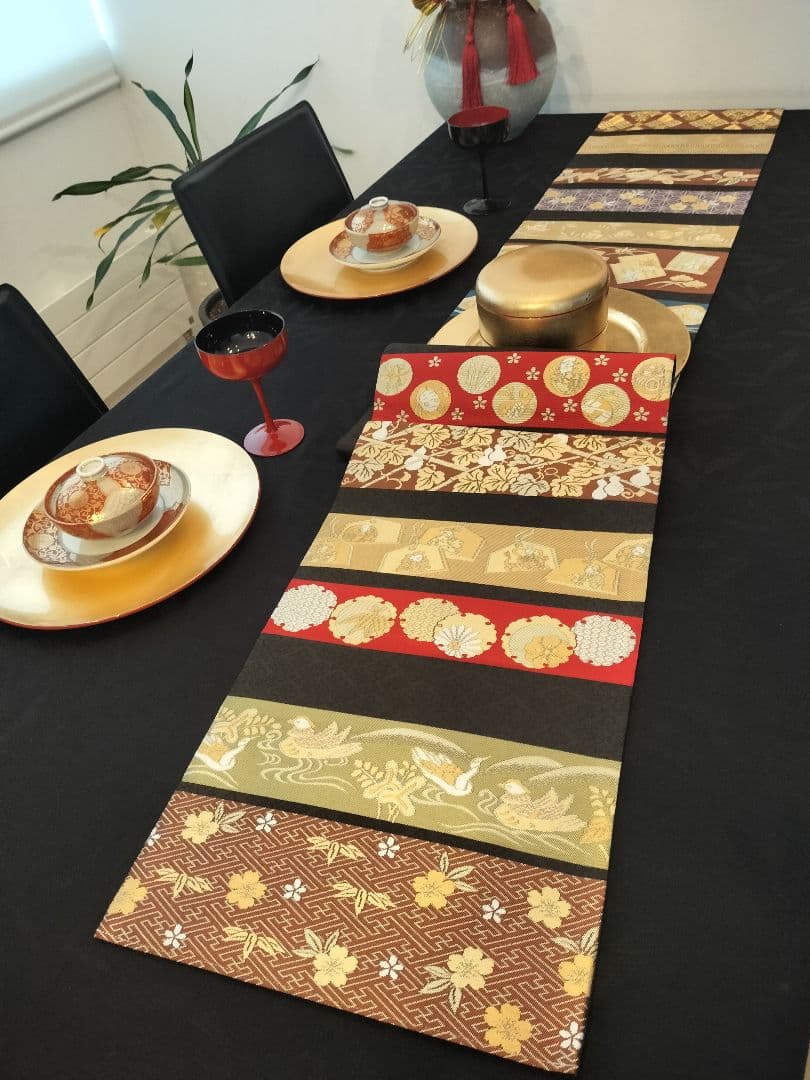 A906高級‼️ひな祭り‼️七福神‼️袋帯テーブルランナー