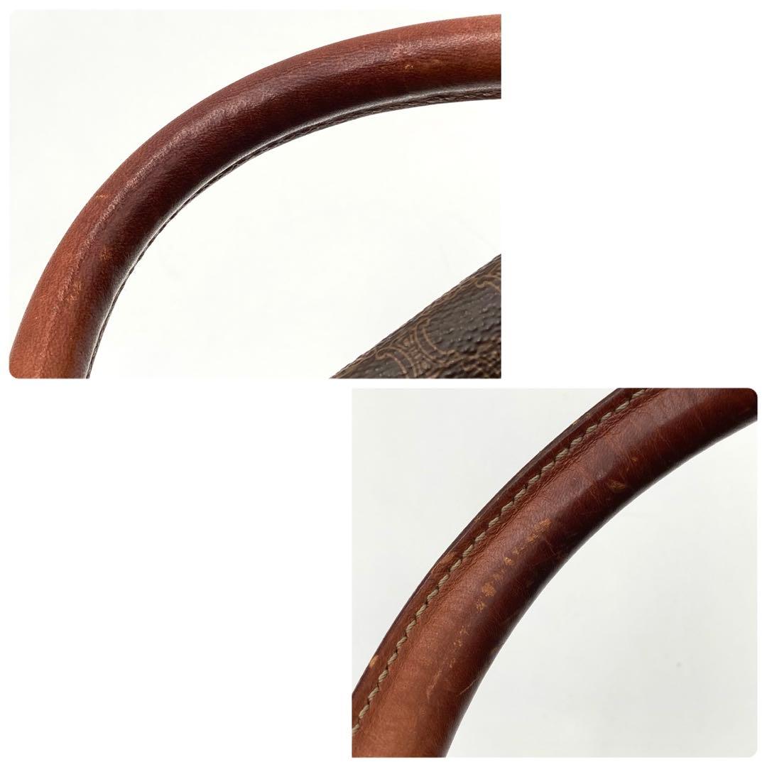 北川✨ CELINE ミニボストンバッグ マカダム柄 PVC レザー 茶色