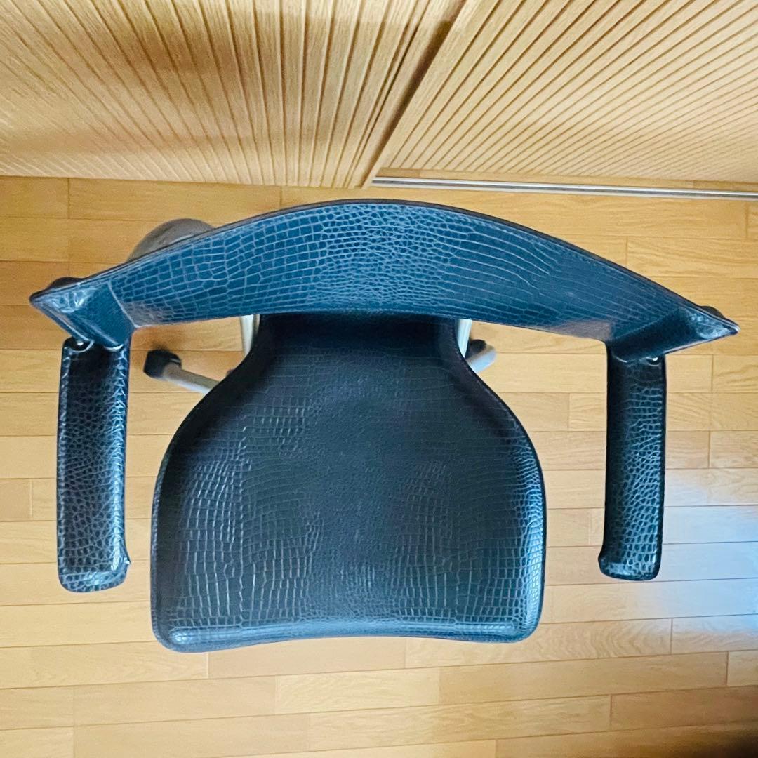 【廃盤品・希少】カリモク 合成皮革張デスクチェアー ニュークロコ ブラック