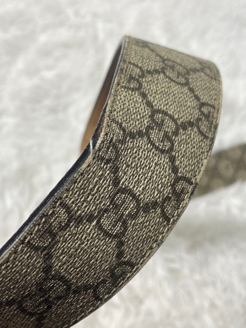 GUCCI GGキャンバス ベルト シルバー金具　 レザー×キャンバス