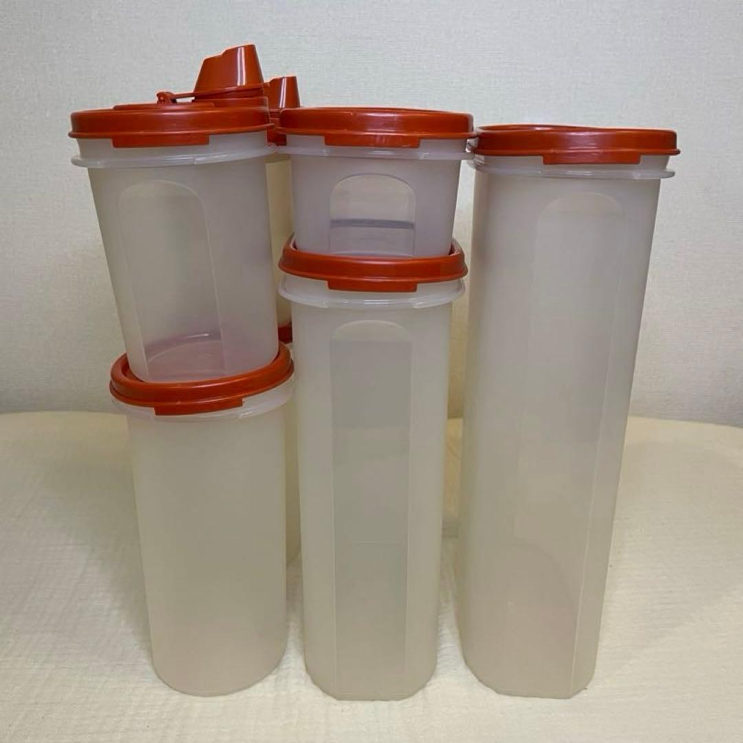 美品 タッパーウェア ＭＭだ円 ディスペンサー７個セット食品保存容器