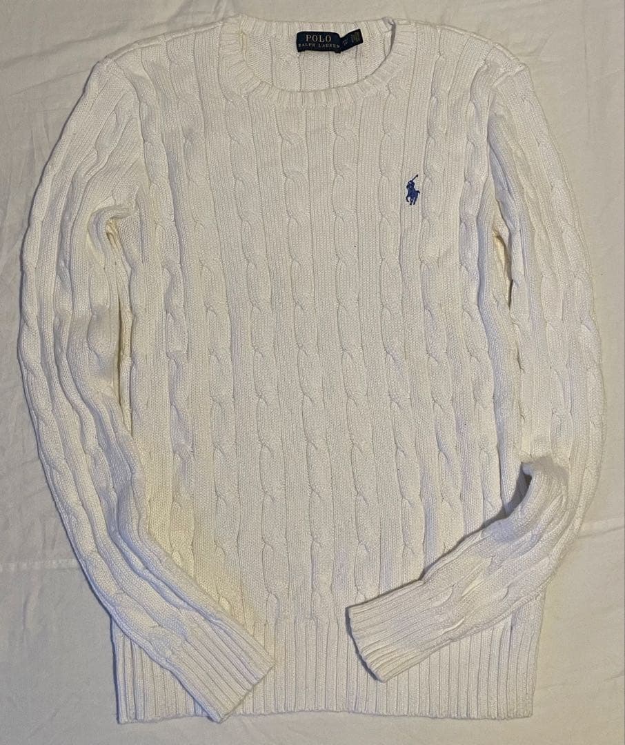ポロラルフローレン ケーブルニット コットン クルーネック セーター XS S