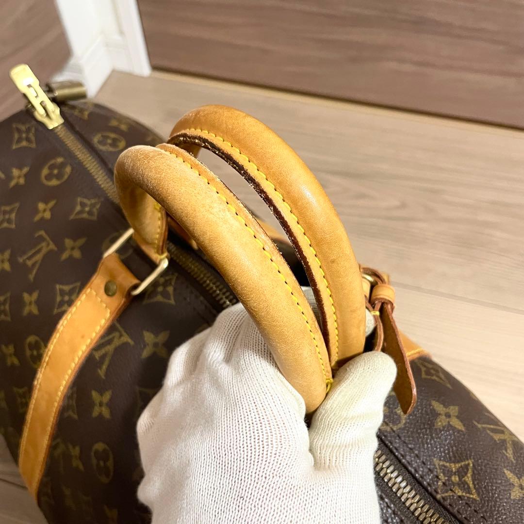 美品/ルイヴィトン　ボストンバッグ　キーポル45 モノグラム　ブラウン　ヌメ革