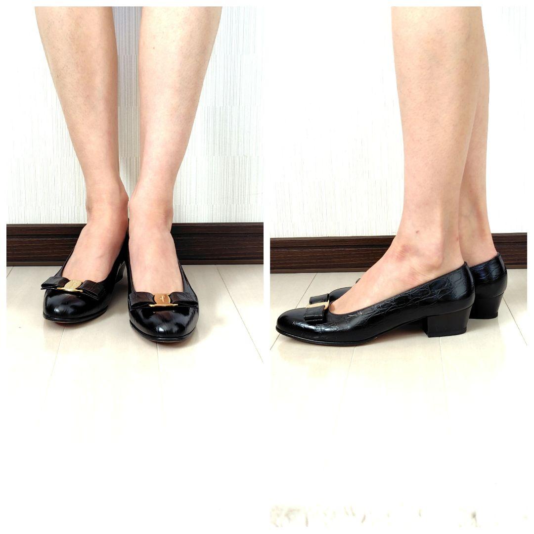 ✨️腕利き職人のリペア済✨️極美品❤箱付【フェラガモ】 ヴァラ クロコ パンプス