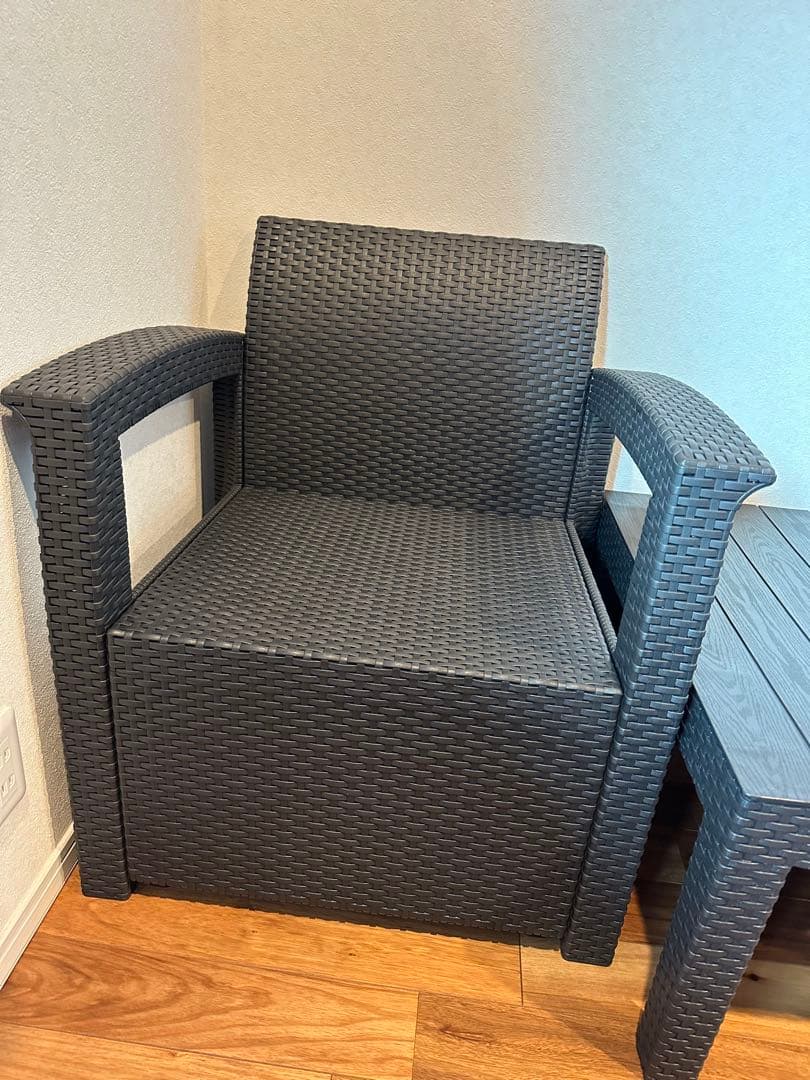 ガーデン テーブル セット ラタン調 3点セット 簡単組立 樹脂製