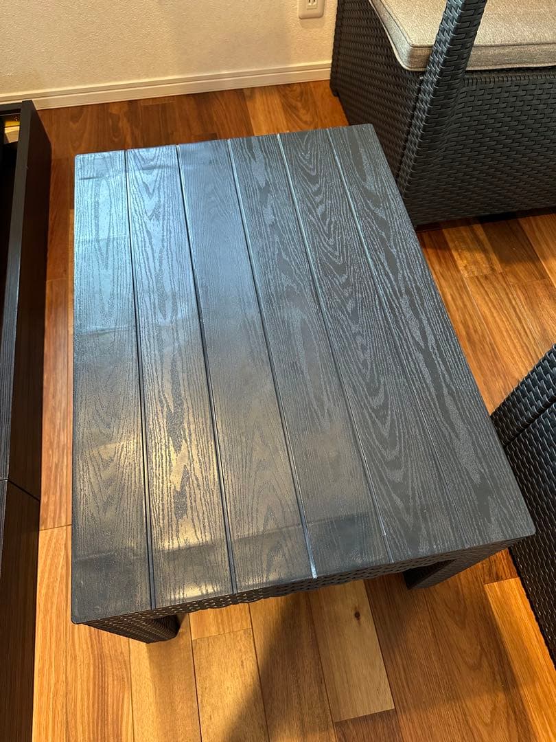 ガーデン テーブル セット ラタン調 3点セット 簡単組立 樹脂製