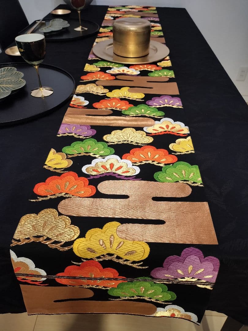 A919高級‼️縁起の良い松‼️節分‼️テーブルランナー2m12cm