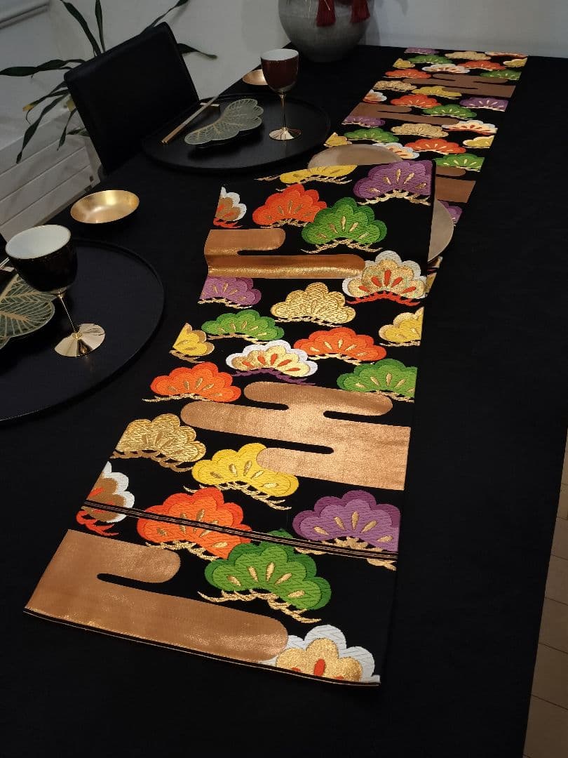 A919高級‼️縁起の良い松‼️節分‼️テーブルランナー2m12cm