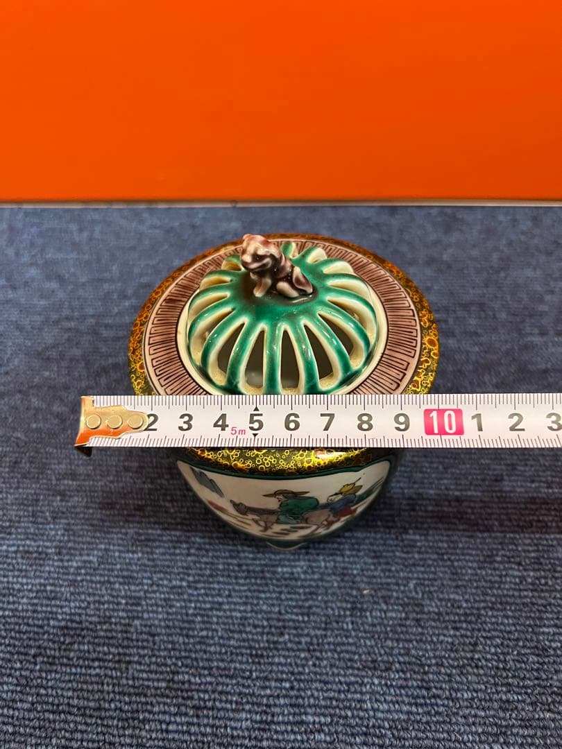 1213 九谷焼　花鳥風景文　香炉　古九谷　時代物